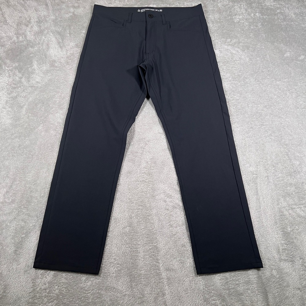 Western Rise Evolution Pants Mens 32x28 Black Slim Fit‎ Lightweight Travel Chino
